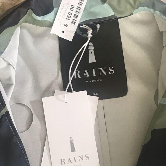 BNWT Rains Camo Waterproof Hooded Jacket - Picture 7 of 7